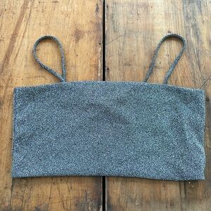 MONKI Crop spaghetti shimmer tank top, large